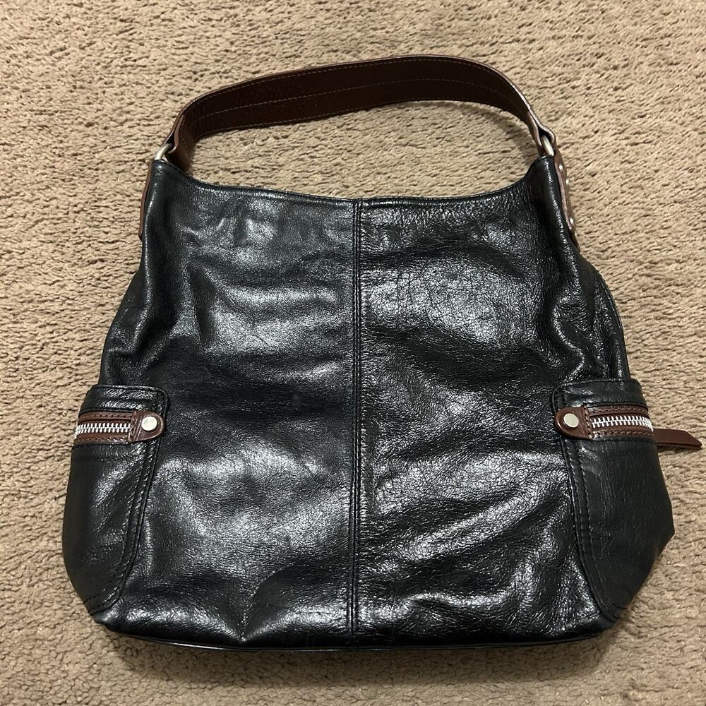 Tano Leather Shoulder Bag Black Medium Purse